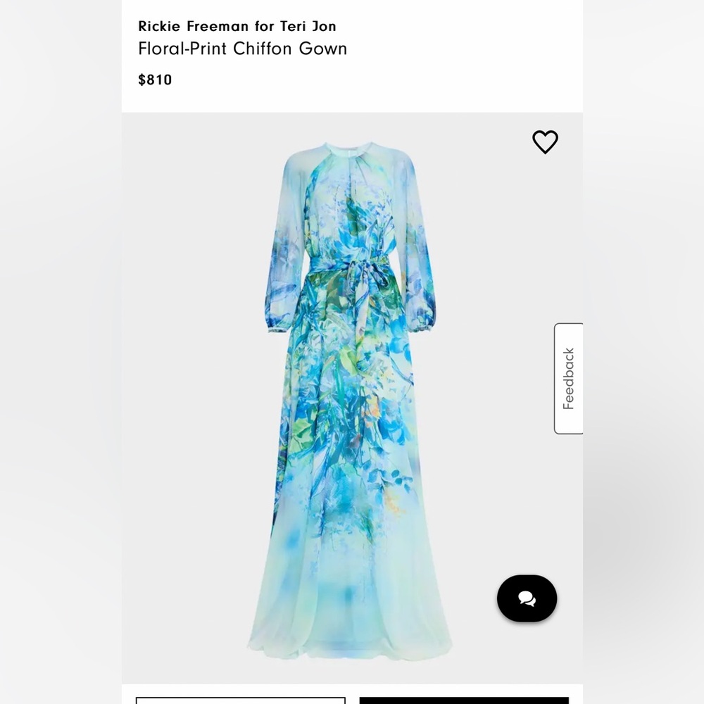 Rickie Freeman for Teri Jon Blue and Green Chiffon Gown